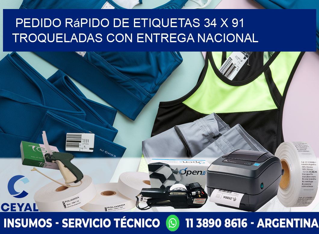Pedido rápido de etiquetas 34 x 91 troqueladas con entrega nacional