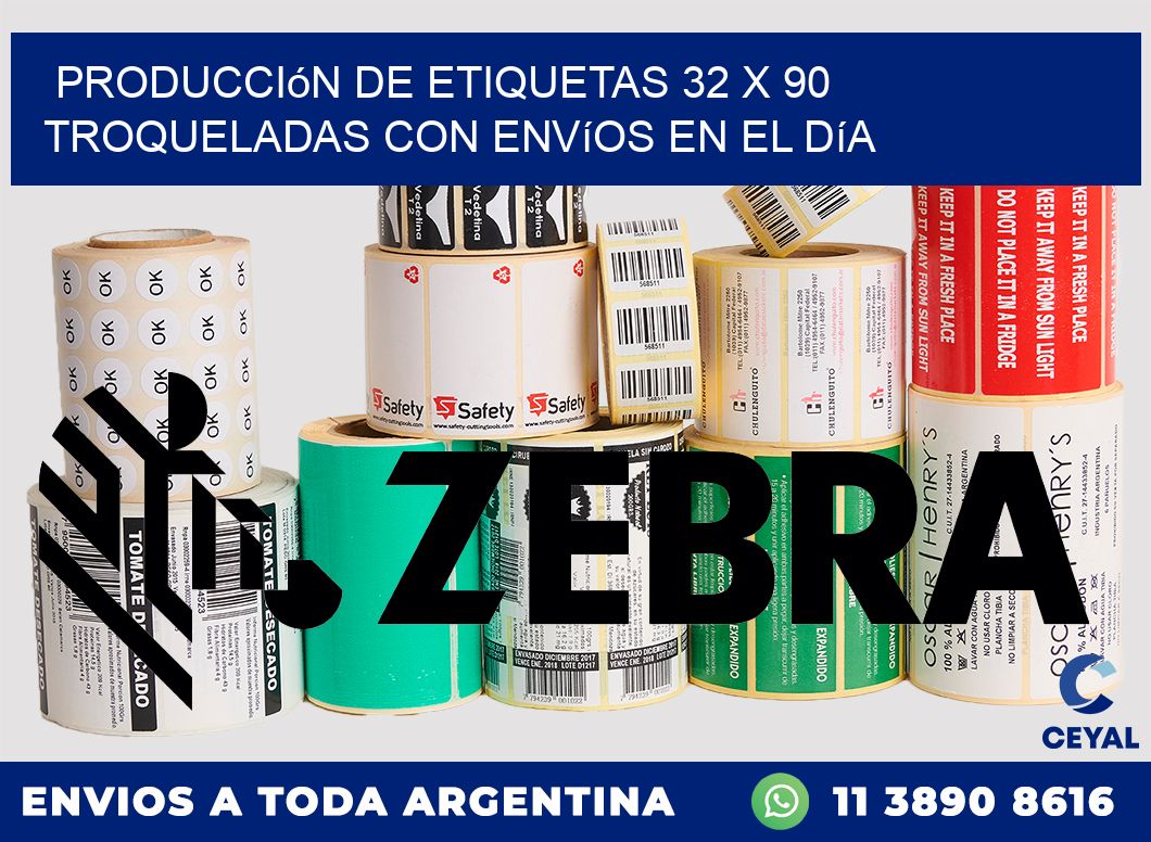 Producción de etiquetas 32 x 90 troqueladas con envíos en el día