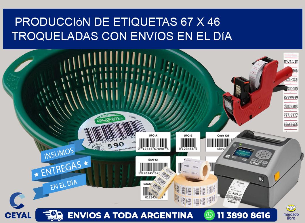 Producción de etiquetas 67 x 46 troqueladas con envíos en el día