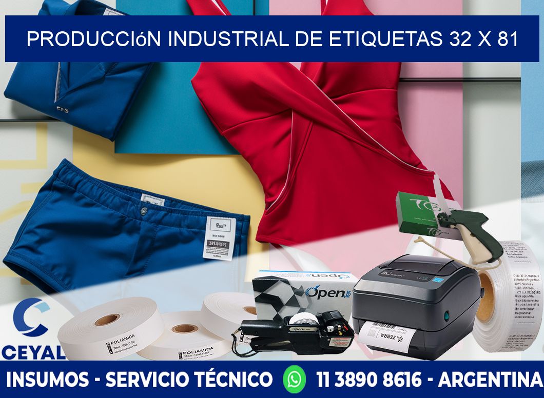 Producción industrial de etiquetas 32 x 81