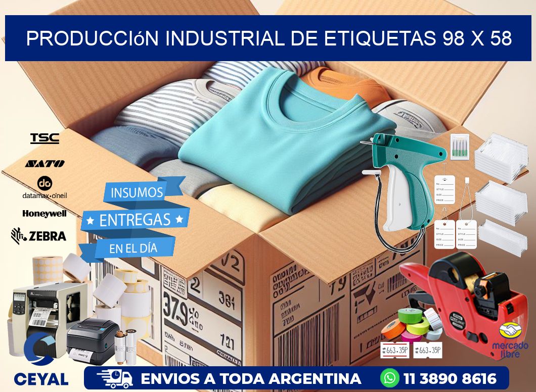 Producción industrial de etiquetas 98 x 58