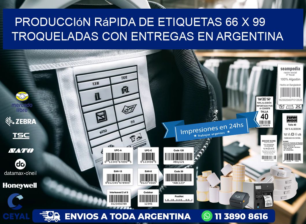 Producción rápida de etiquetas 66 x 99 troqueladas con entregas en Argentina