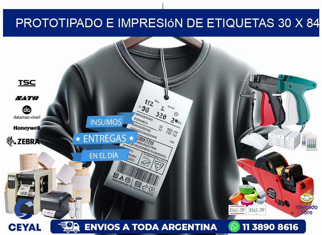 Prototipado e impresión de etiquetas 30 x 84
