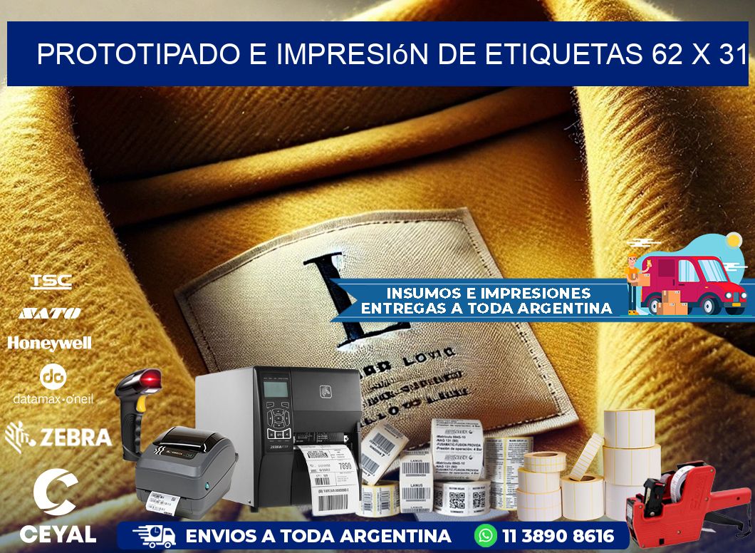 Prototipado e impresión de etiquetas 62 x 31