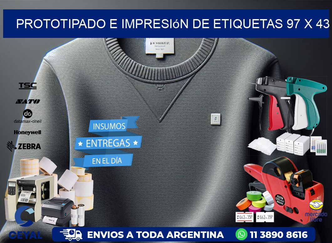 Prototipado e impresión de etiquetas 97 x 43
