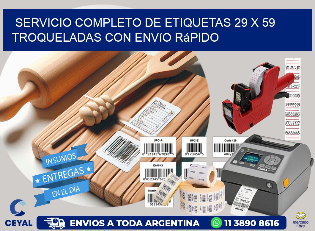 Servicio completo de etiquetas 29 x 59 troqueladas con envío rápido