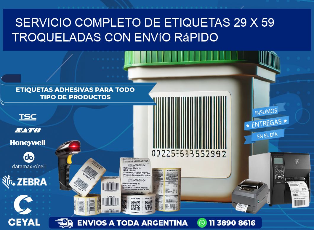Servicio completo de etiquetas 29 x 59 troqueladas con envío rápido
