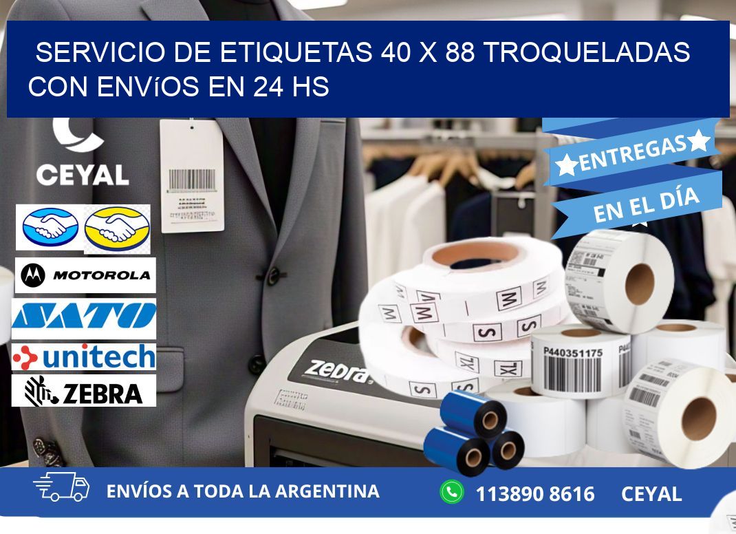 Servicio de etiquetas 40 x 88 troqueladas con envíos en 24 hs