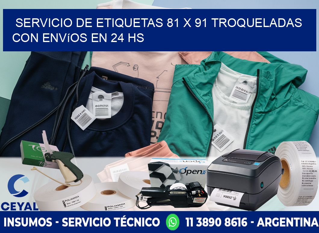Servicio de etiquetas 81 x 91 troqueladas con envíos en 24 hs