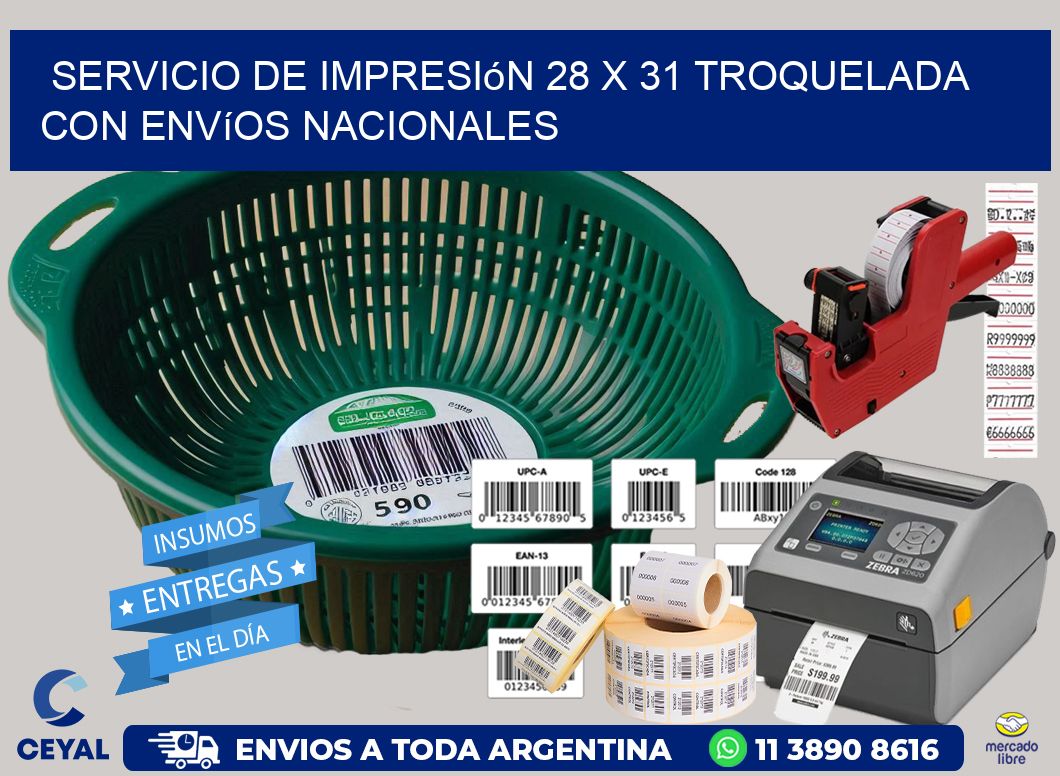 Servicio de impresión 28 x 31 troquelada con envíos nacionales