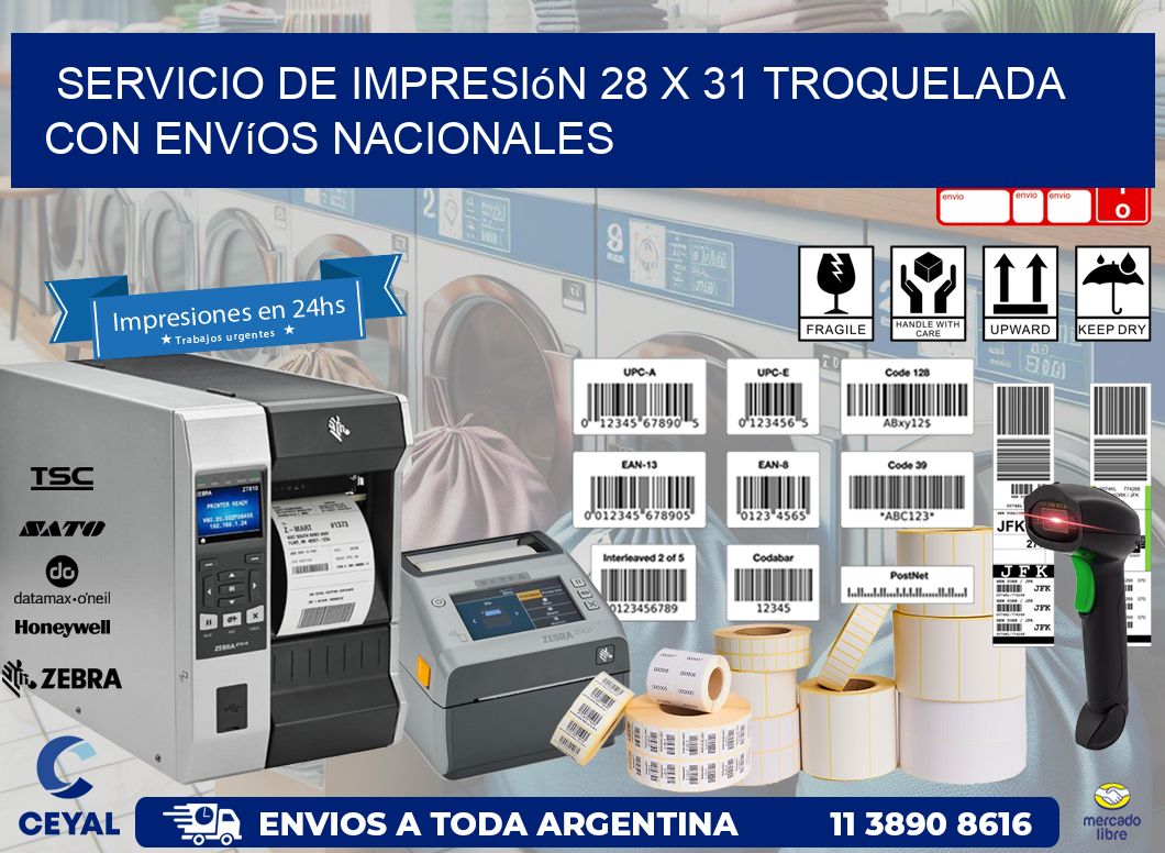 Servicio de impresión 28 x 31 troquelada con envíos nacionales