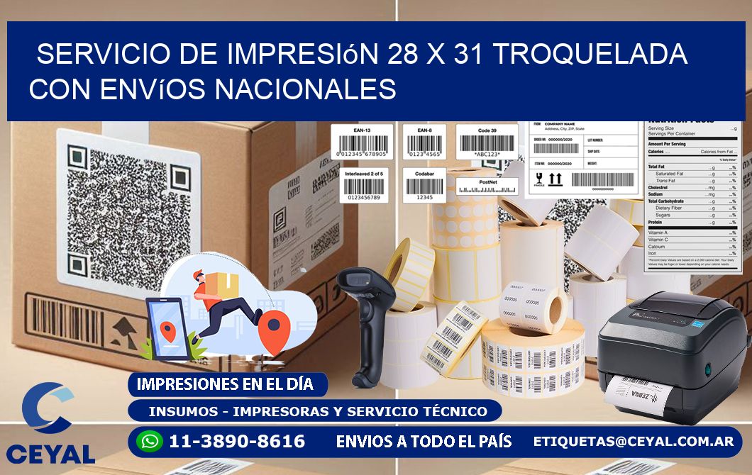 Servicio de impresión 28 x 31 troquelada con envíos nacionales
