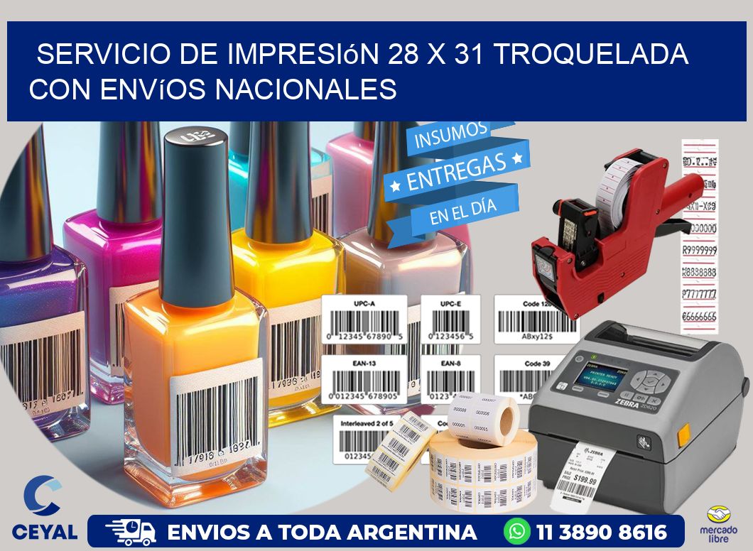 Servicio de impresión 28 x 31 troquelada con envíos nacionales