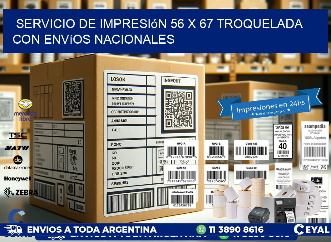 Servicio de impresión 56 x 67 troquelada con envíos nacionales