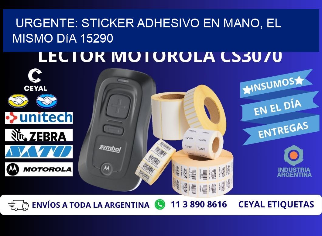 Urgente: Sticker adhesivo en Mano, el Mismo Día 15290