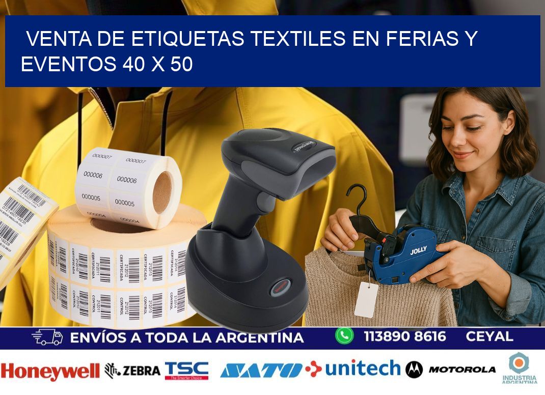 Venta de Etiquetas Textiles en Ferias y Eventos 40 x 50
