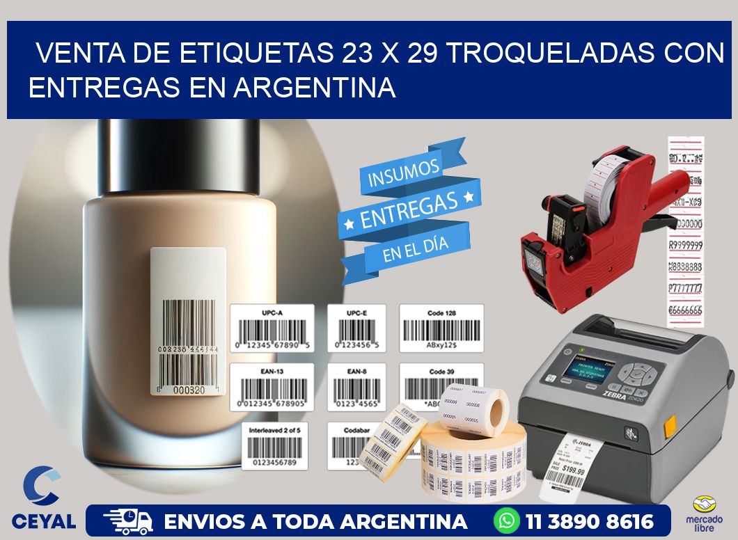 Venta de etiquetas 23 x 29 troqueladas con entregas en Argentina