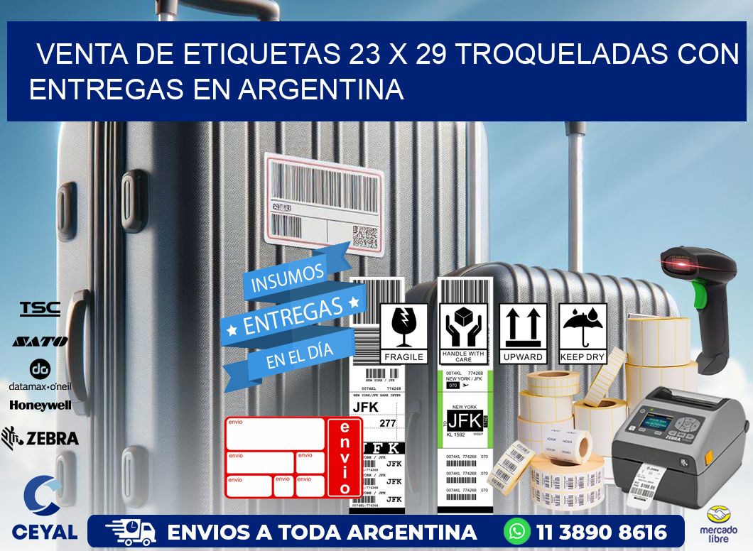 Venta de etiquetas 23 x 29 troqueladas con entregas en Argentina