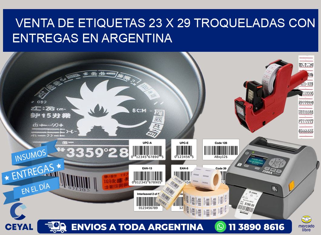 Venta de etiquetas 23 x 29 troqueladas con entregas en Argentina