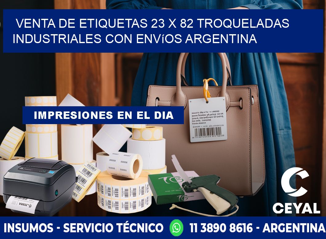 Venta de etiquetas 23 x 82 troqueladas industriales con envíos Argentina