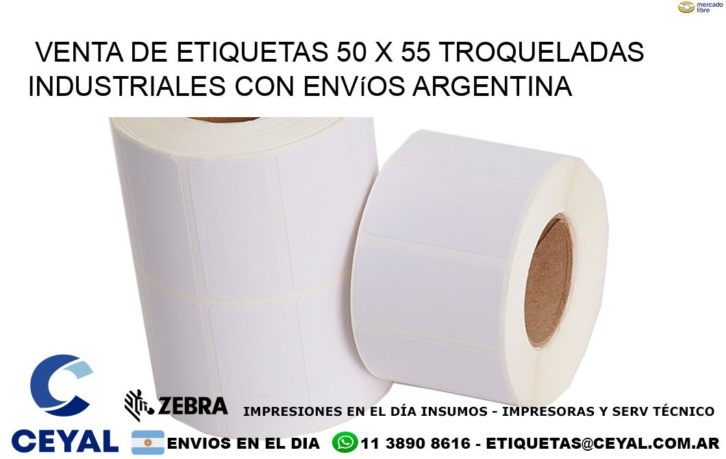 Venta de etiquetas 50 x 55 troqueladas industriales con envíos Argentina