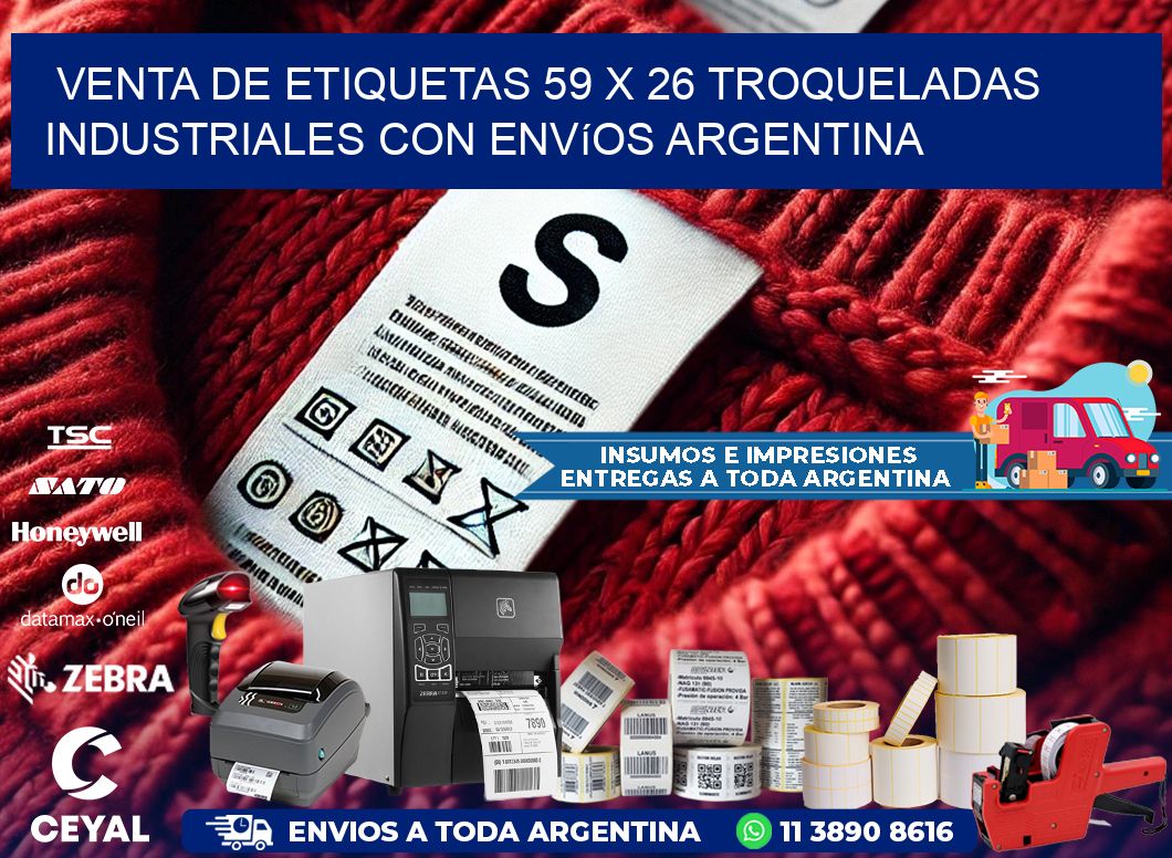 Venta de etiquetas 59 x 26 troqueladas industriales con envíos Argentina