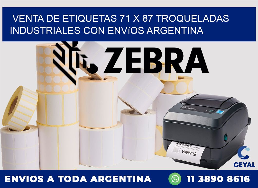 Venta de etiquetas 71 x 87 troqueladas industriales con envíos Argentina