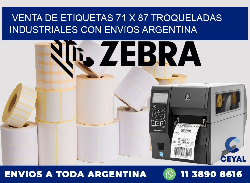 Venta de etiquetas 71 x 87 troqueladas industriales con envíos Argentina