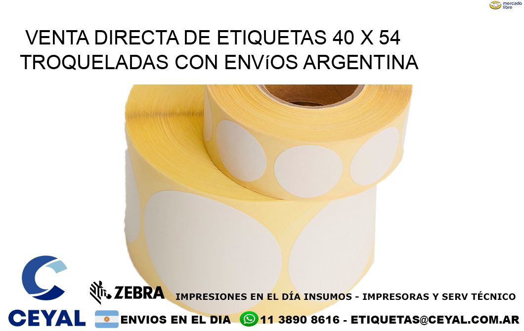 Venta directa de etiquetas 40 x 54 troqueladas con envíos Argentina