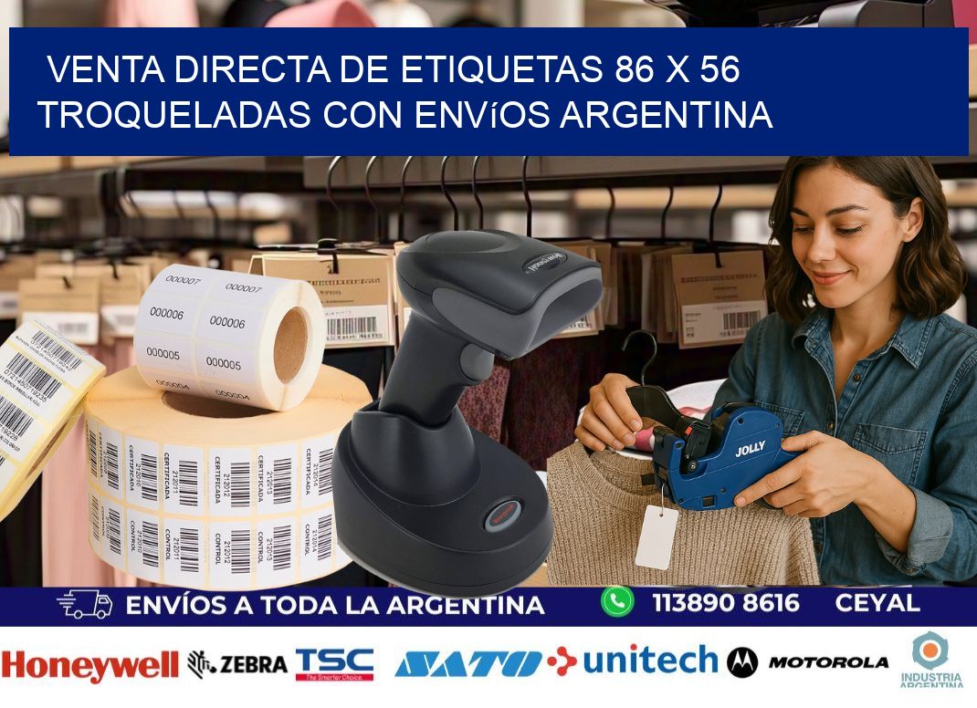 Venta directa de etiquetas 86 x 56 troqueladas con envíos Argentina