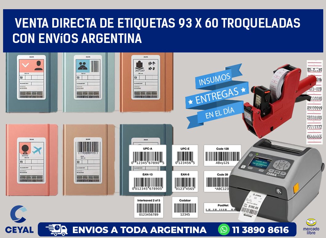 Venta directa de etiquetas 93 x 60 troqueladas con envíos Argentina