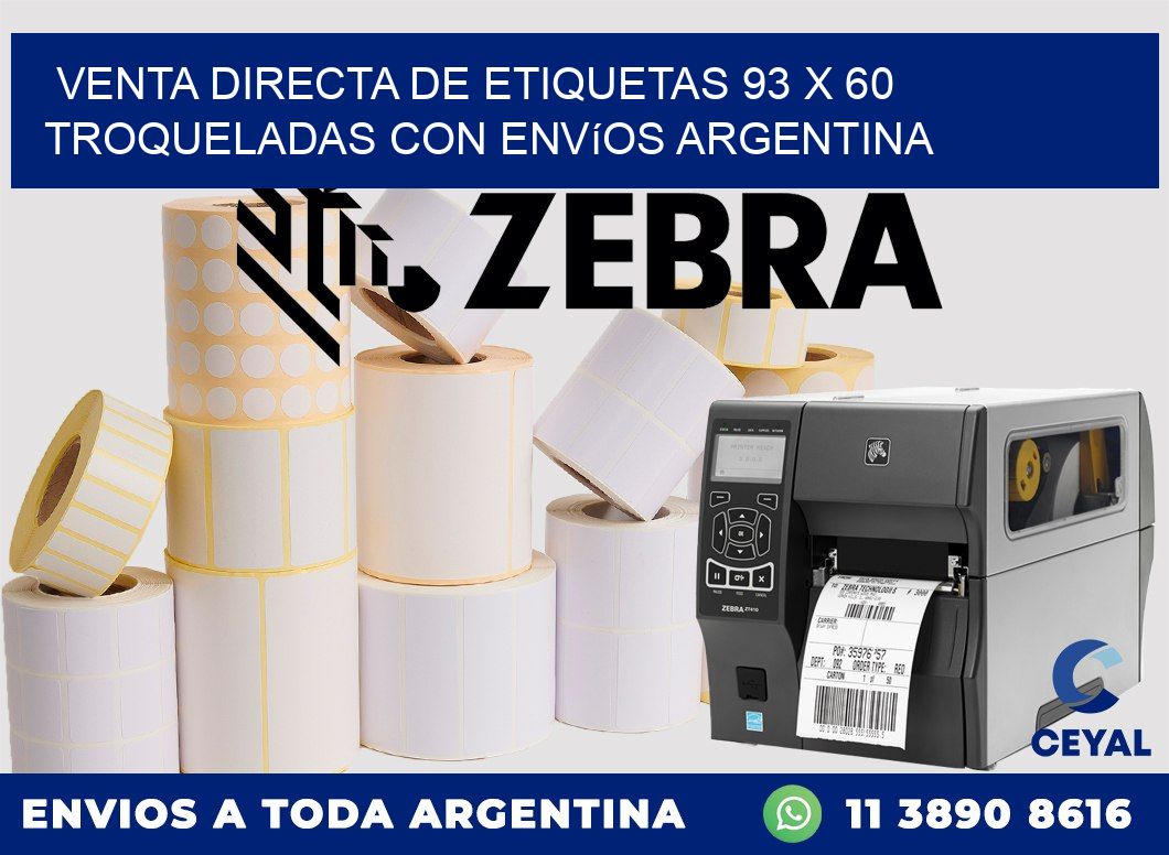 Venta directa de etiquetas 93 x 60 troqueladas con envíos Argentina