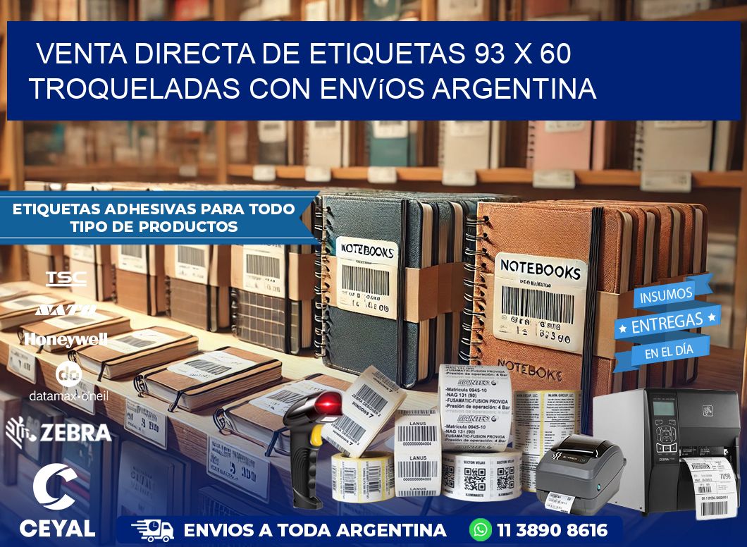 Venta directa de etiquetas 93 x 60 troqueladas con envíos Argentina