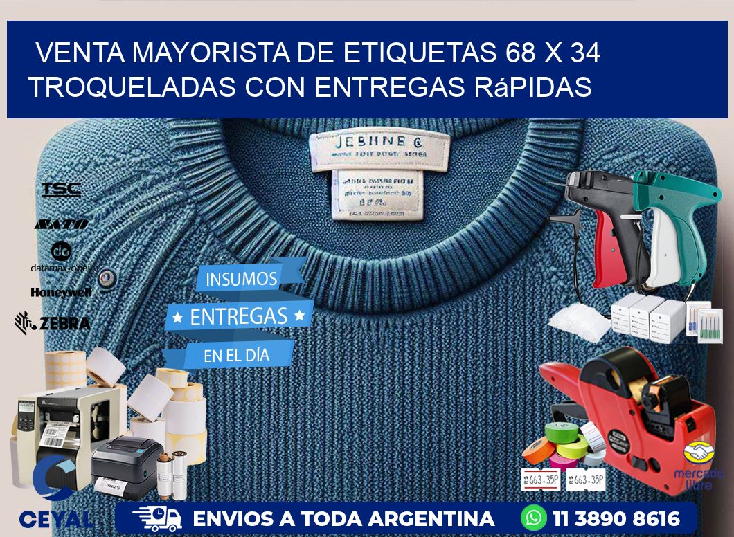 Venta mayorista de etiquetas 68 x 34 troqueladas con entregas rápidas