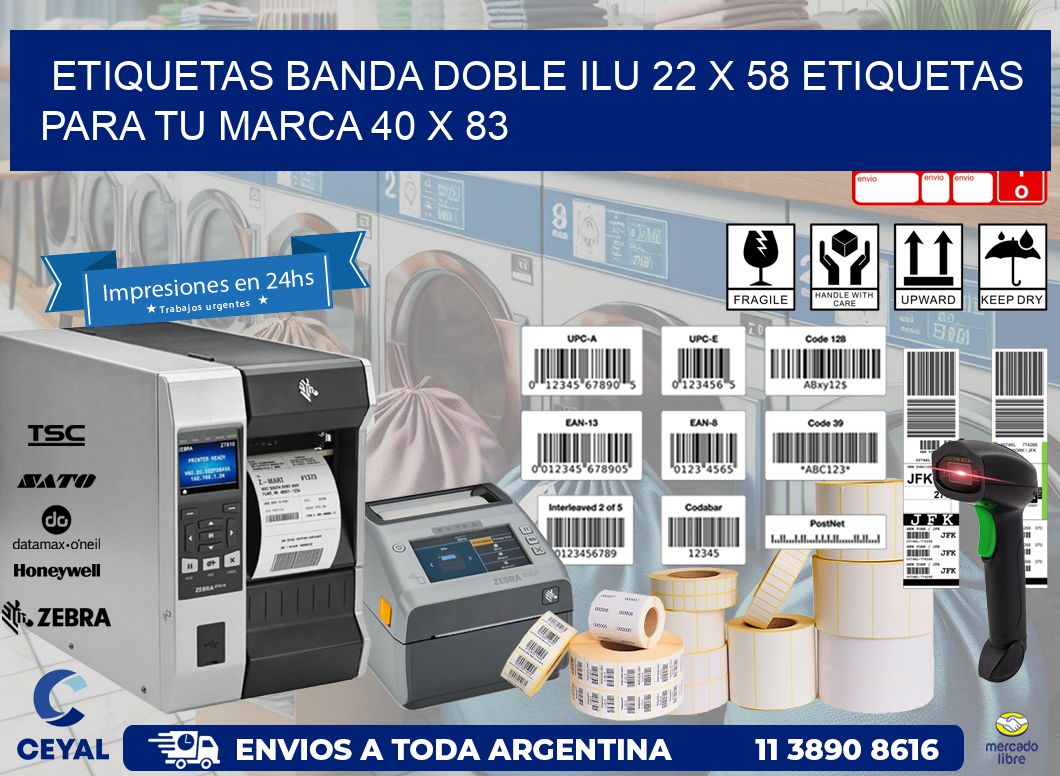 etiquetas banda doble ilu 22 x 58 etiquetas para tu marca 40 x 83