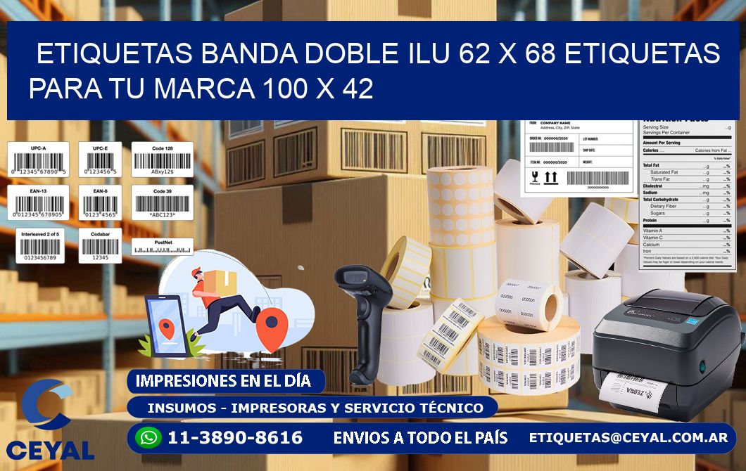 etiquetas banda doble ilu 62 x 68 etiquetas para tu marca 100 x 42