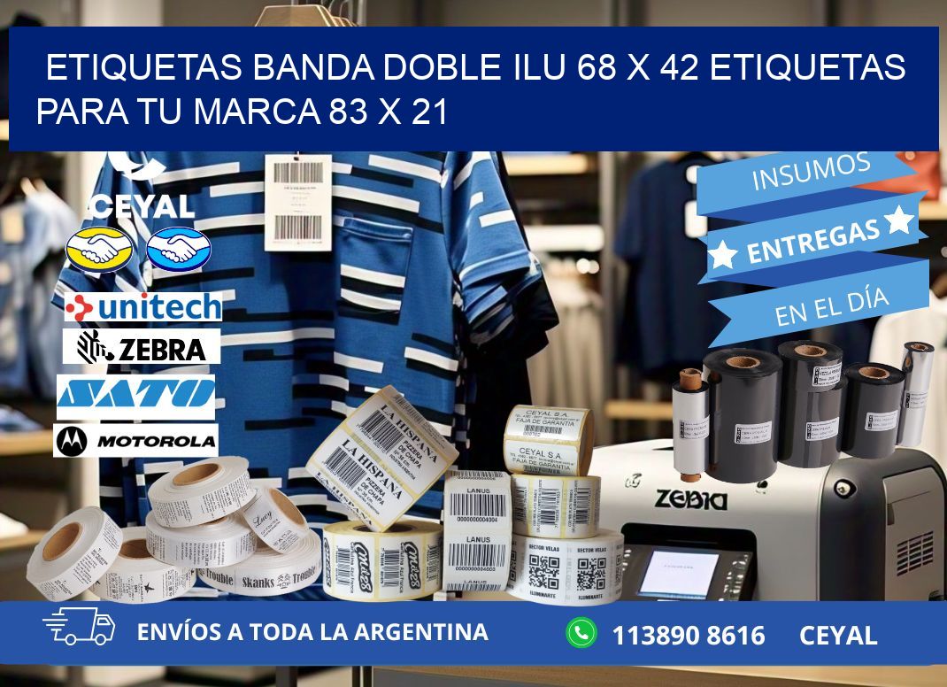 etiquetas banda doble ilu 68 x 42 etiquetas para tu marca 83 x 21