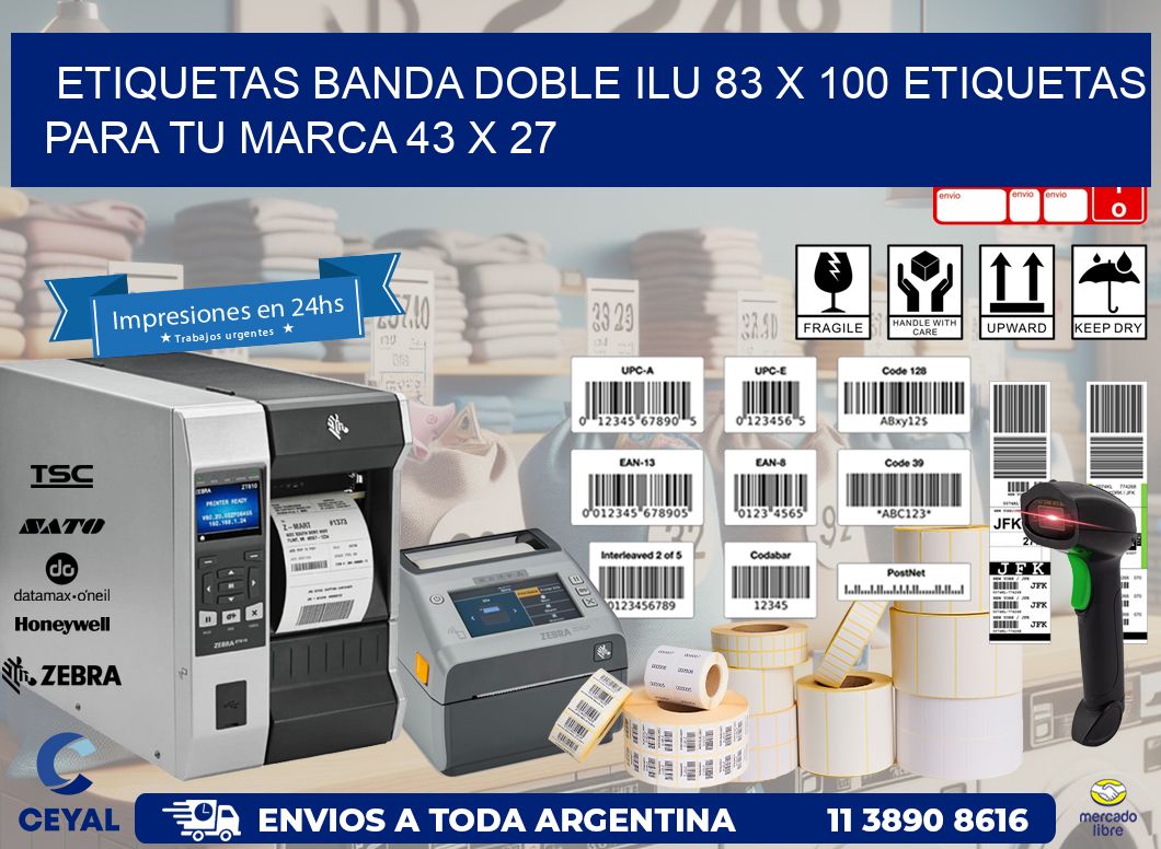 etiquetas banda doble ilu 83 x 100 etiquetas para tu marca 43 x 27