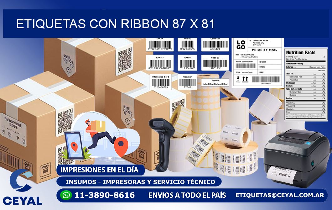 etiquetas con ribbon 87 x 81