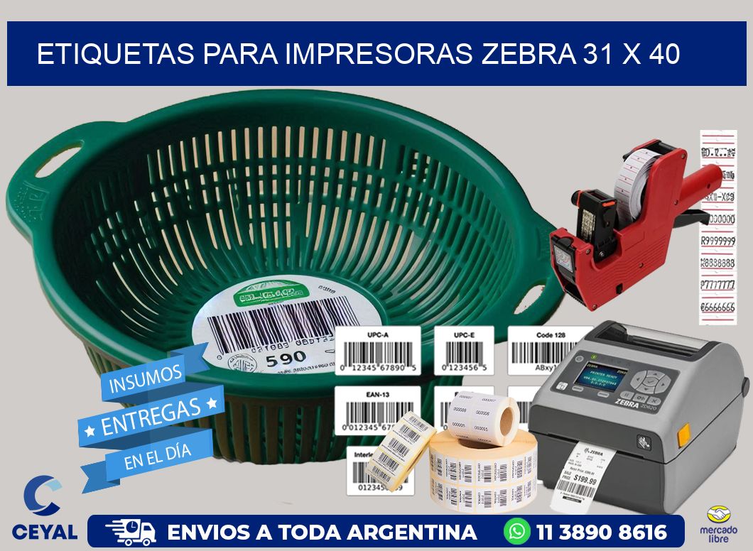 etiquetas para impresoras zebra 31 x 40