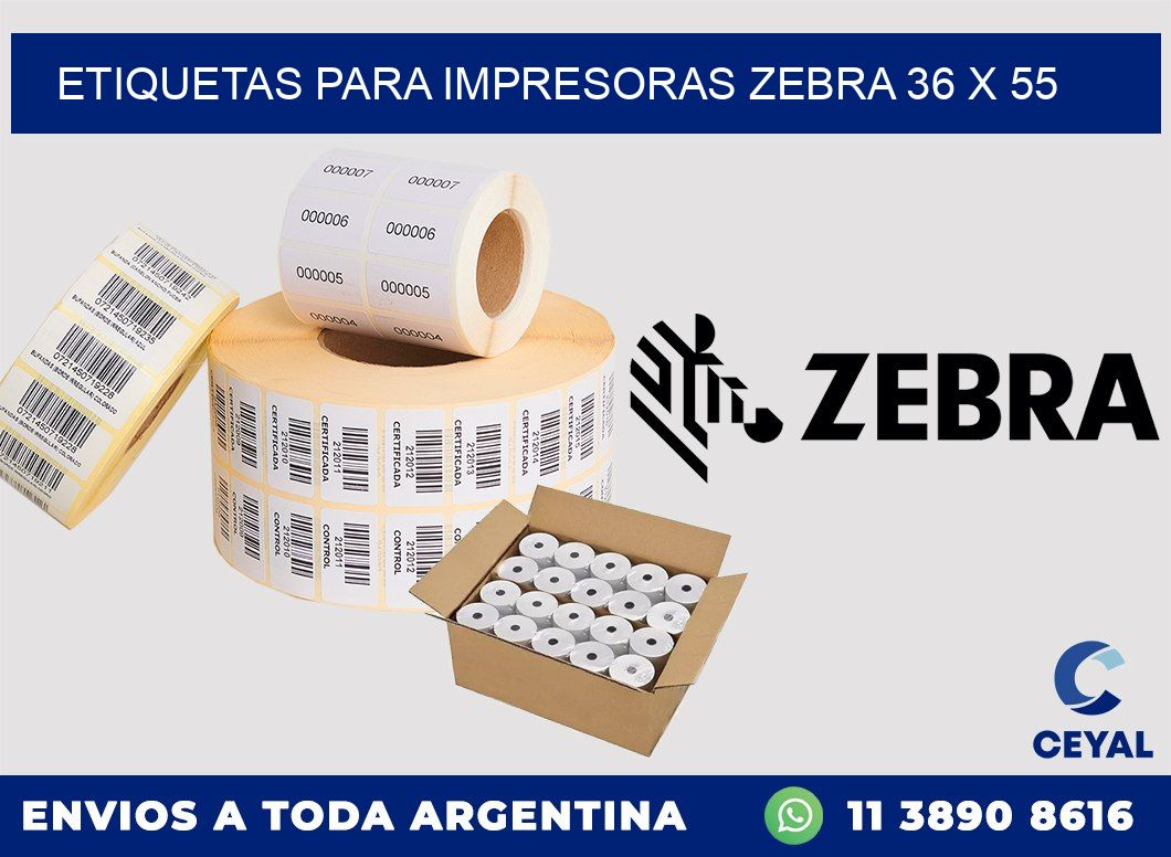 etiquetas para impresoras zebra 36 x 55