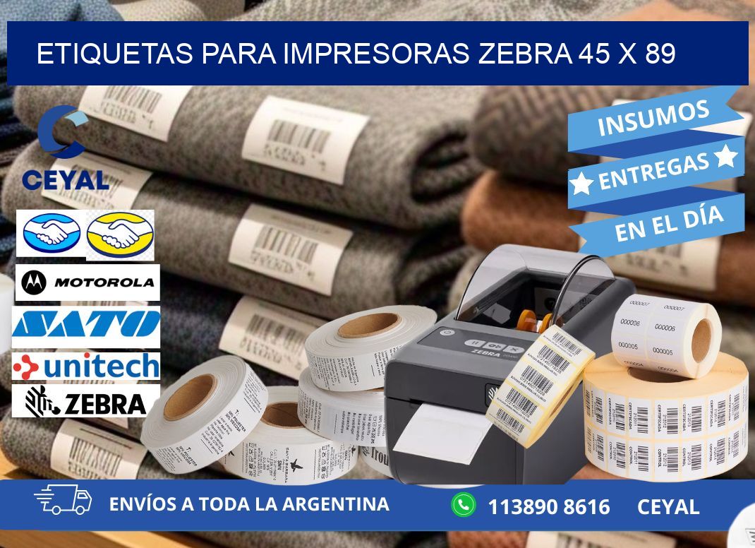 etiquetas para impresoras zebra 45 x 89
