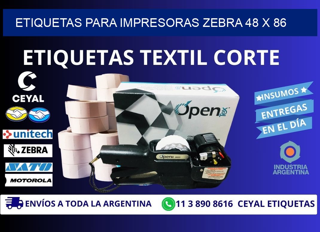 etiquetas para impresoras zebra 48 x 86