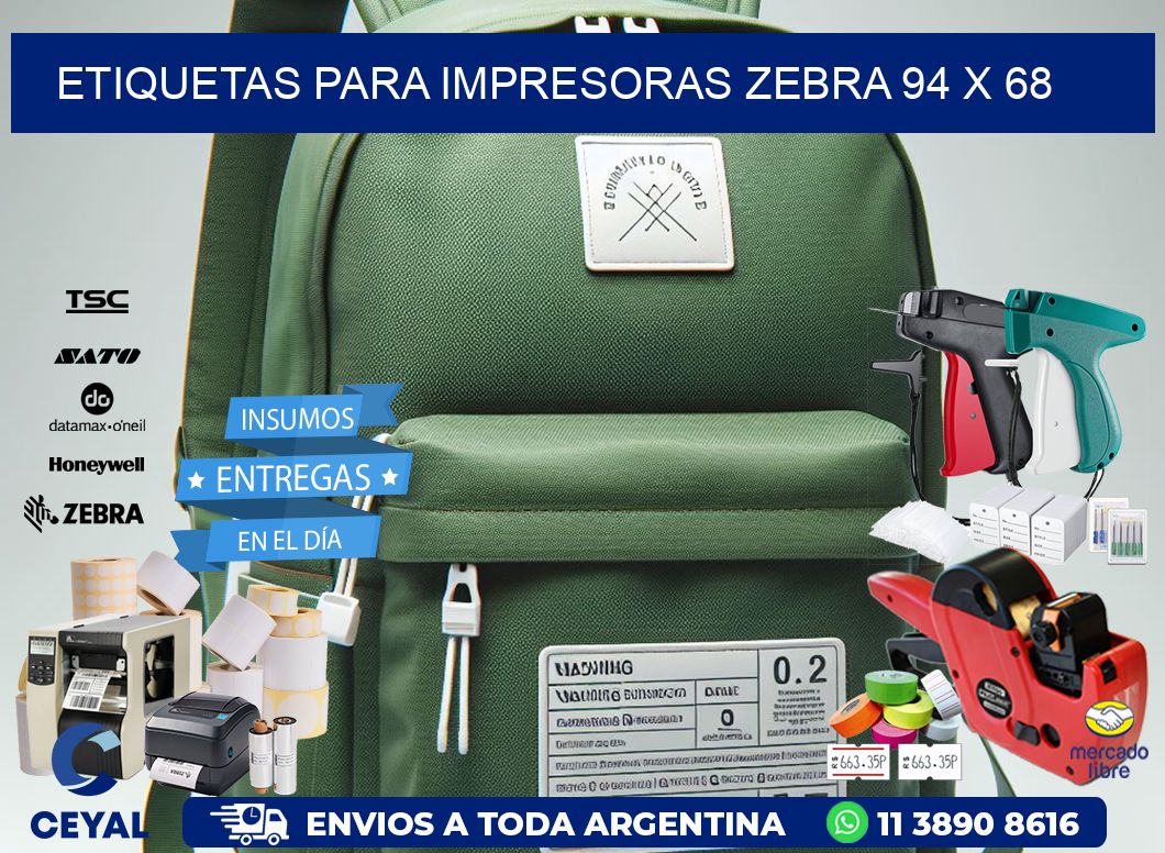 etiquetas para impresoras zebra 94 x 68