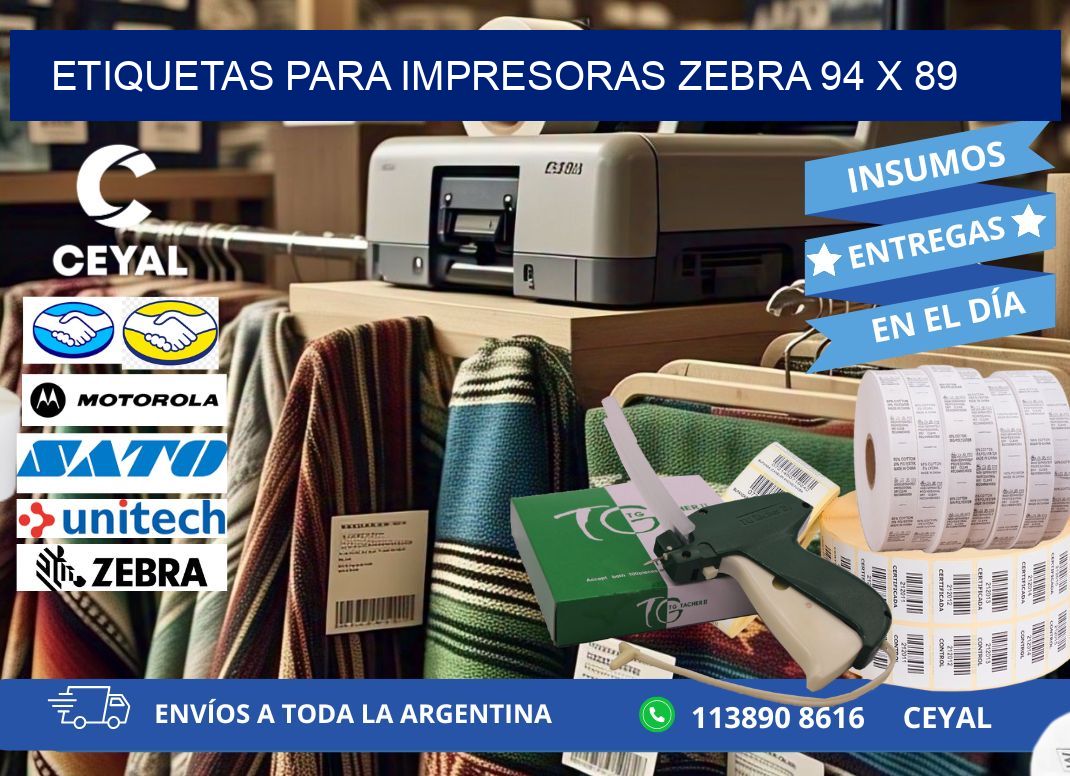etiquetas para impresoras zebra 94 x 89