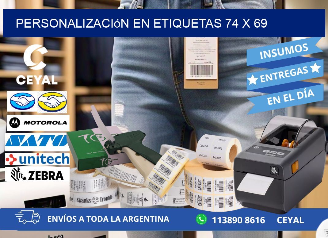 personalización en etiquetas 74 x 69