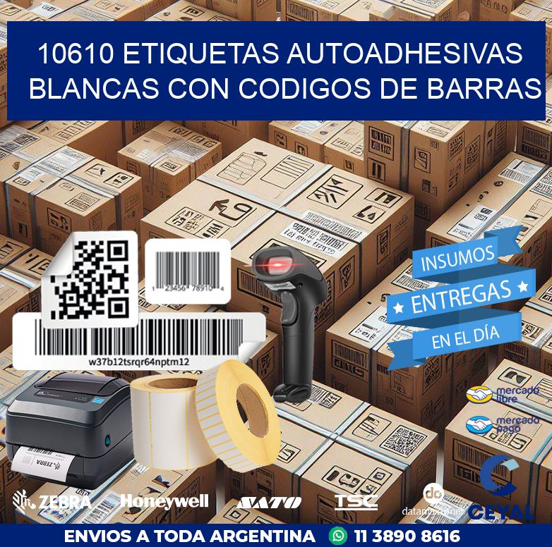 10610 etiquetas autoadhesivas blancas con codigos de barras
