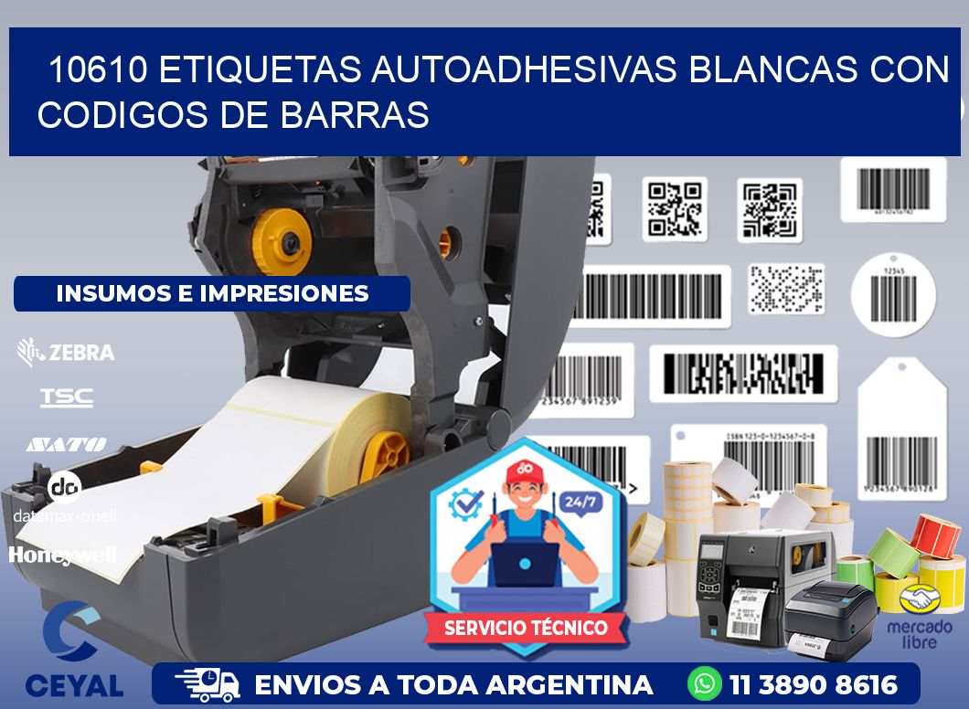 10610 etiquetas autoadhesivas blancas con codigos de barras
