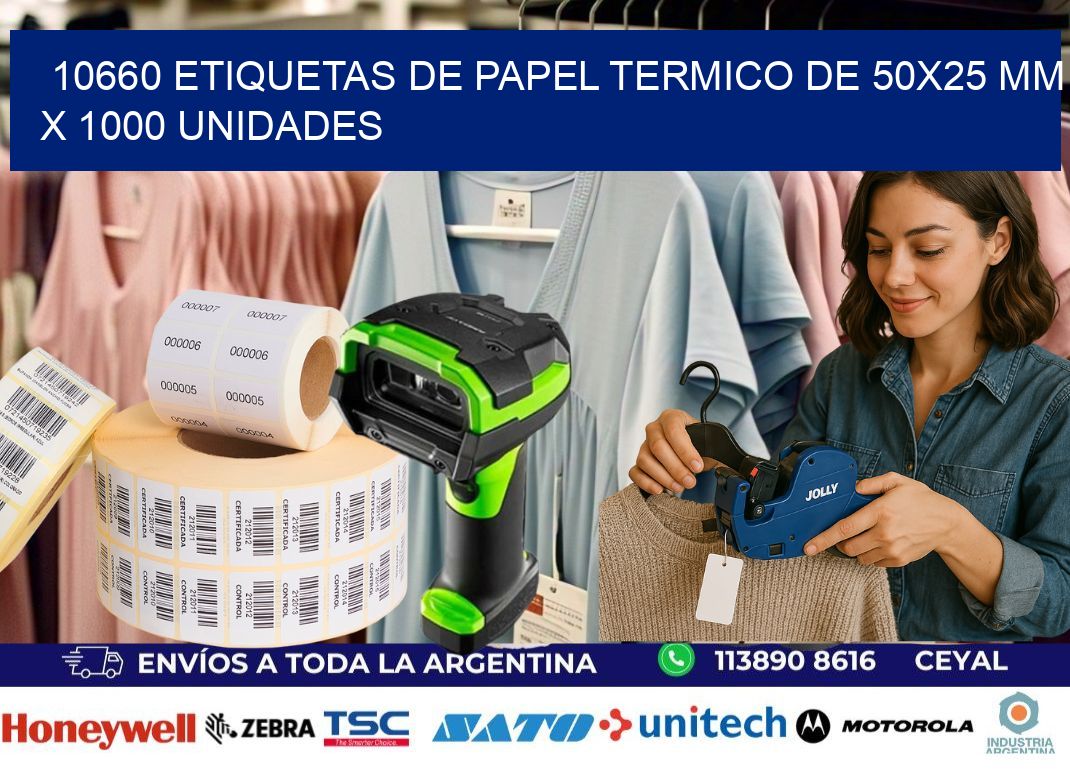 10660 Etiquetas De Papel Termico De 50x25 Mm X 1000 Unidades