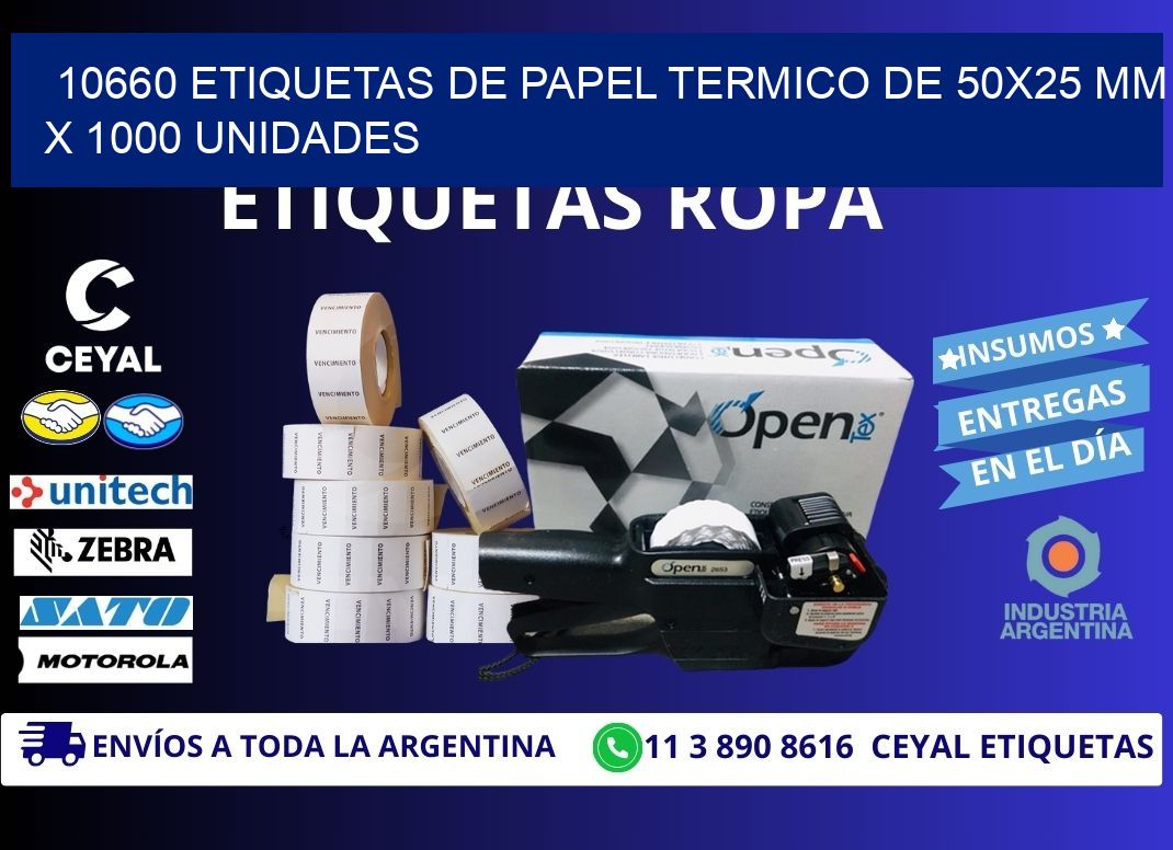 10660 Etiquetas De Papel Termico De 50x25 Mm X 1000 Unidades